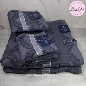 Brooks Brothers 6 Pc Turkish Gray Bath Hand Wash Towels Set